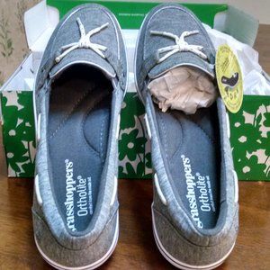 Grasshopper's Ortholite Grey and White Slip-Ons Size 8M NWT
